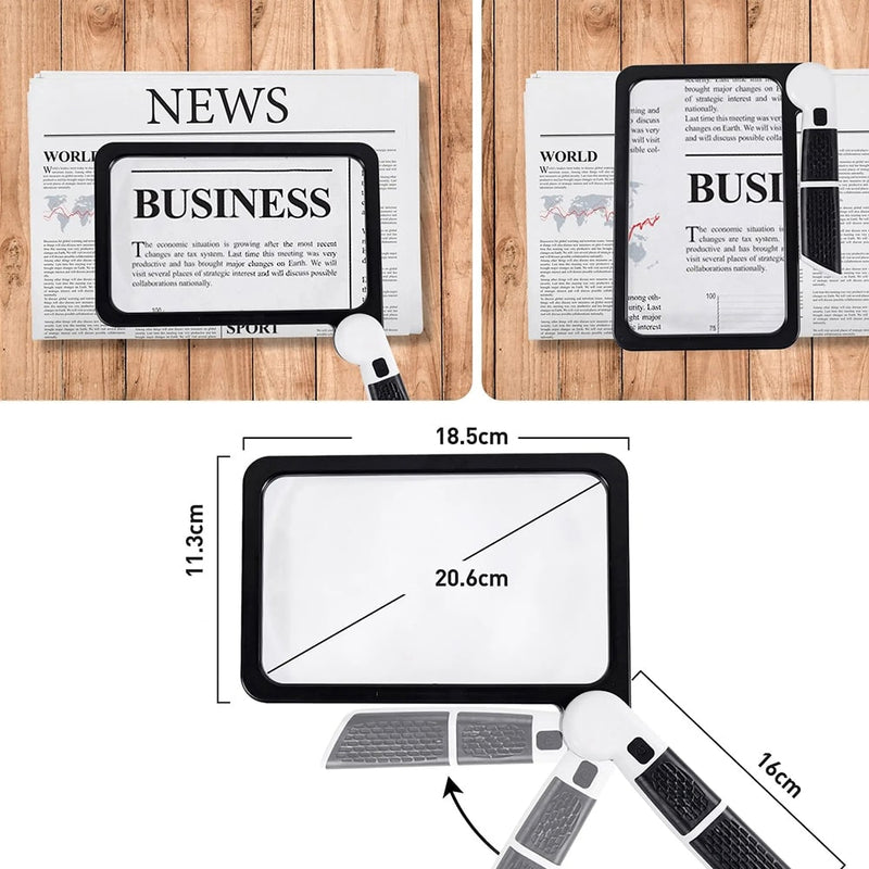 LED Magnifying Glass with Foldable Handle and Adjustable Light