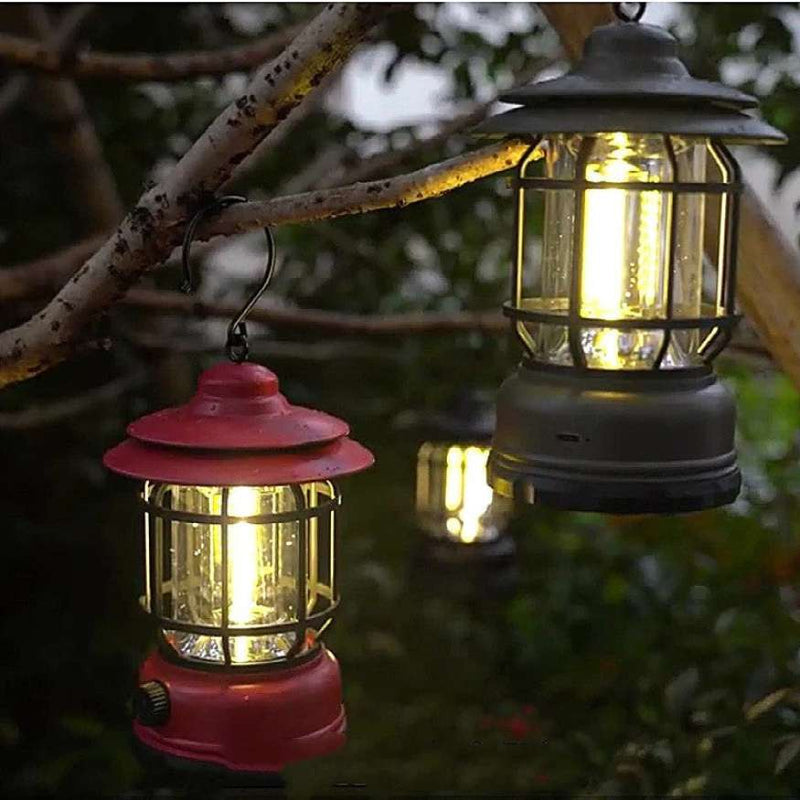 Rechargeable Camping Lantern with Dimmable LED and Vintage Design