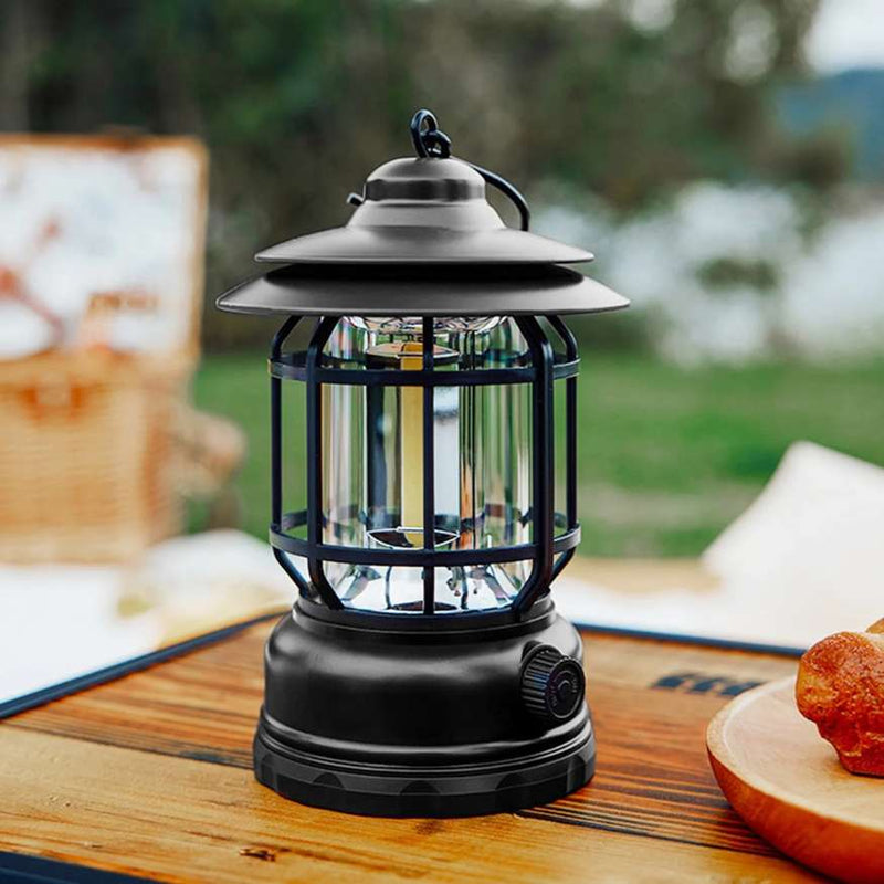 Rechargeable Camping Lantern with Dimmable LED and Vintage Design