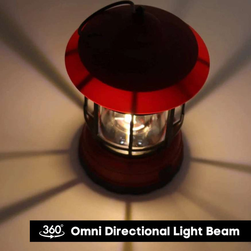 Rechargeable Camping Lantern with Dimmable LED and Vintage Design