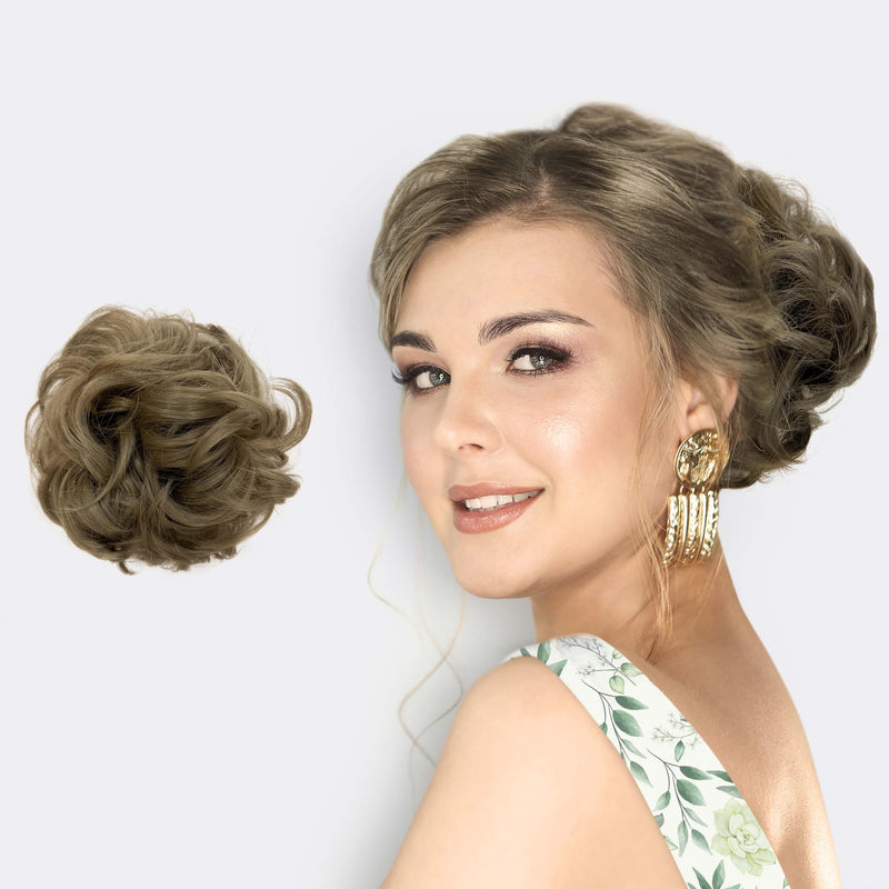 Messy Bun Hair Scrunchie with Synthetic Fibres and Elastic Attachment