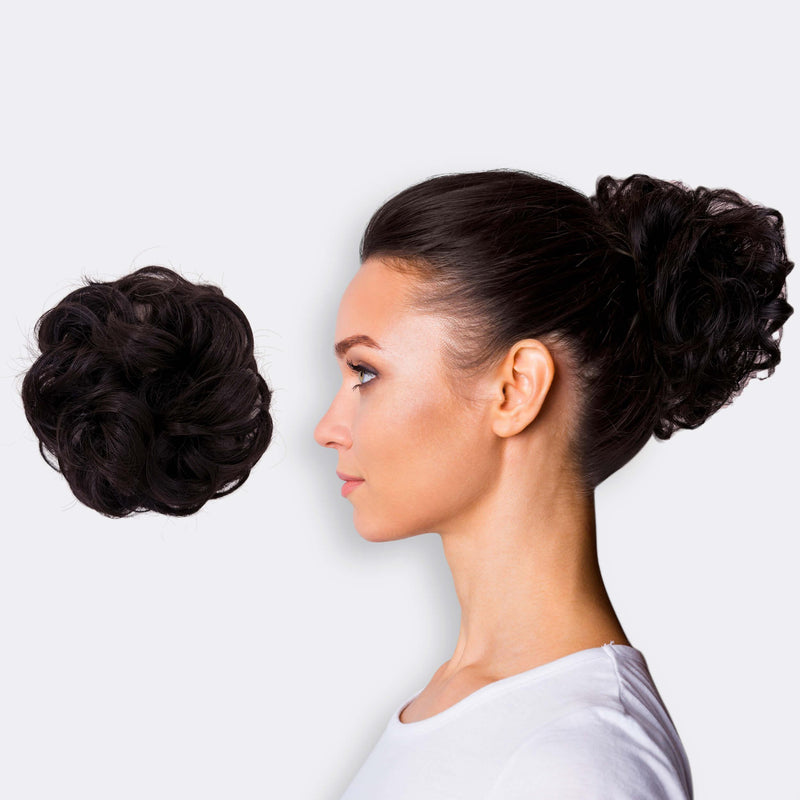 Messy Bun Hair Scrunchie with Synthetic Fibres and Elastic Attachment