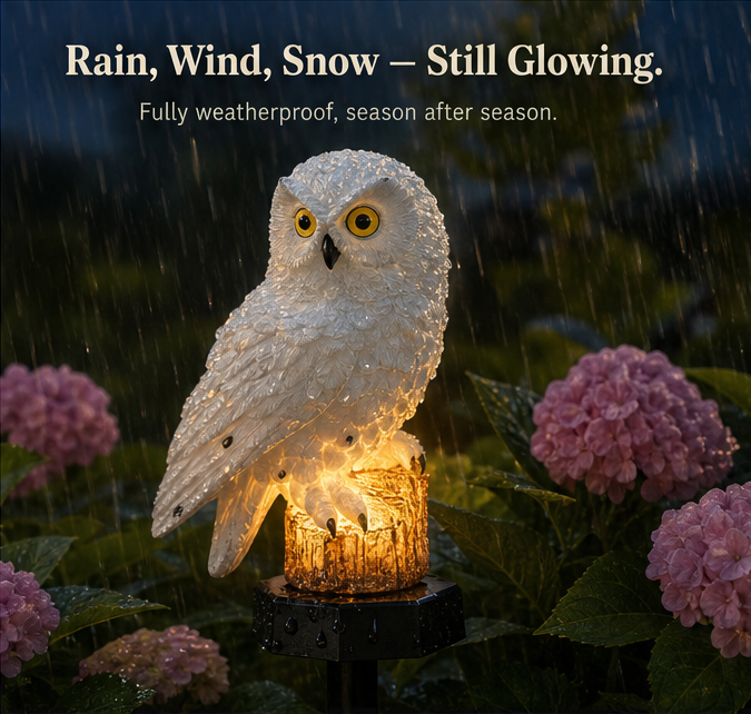 Solar Owl Garden Stake Light with Warm Ambient Glow