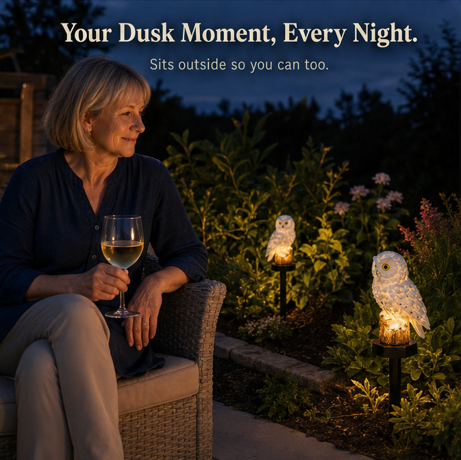 Solar Owl Garden Stake Light with Warm Ambient Glow