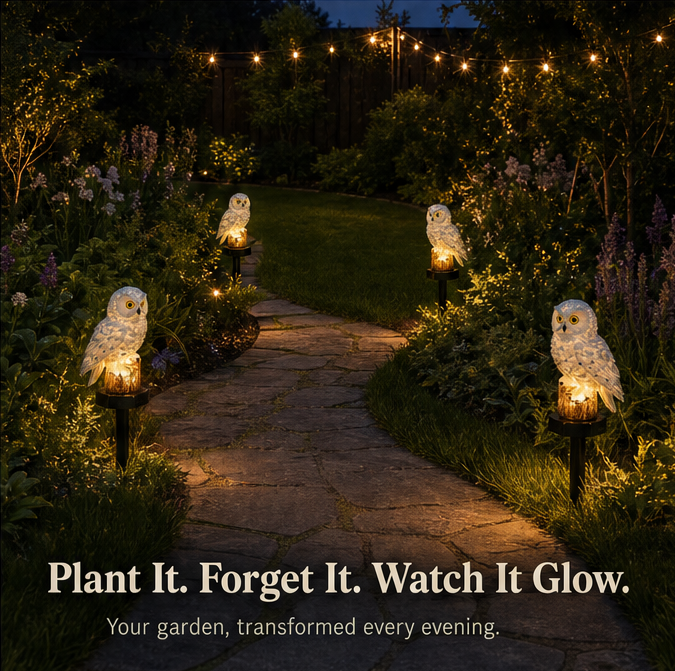 Solar Owl Garden Stake Light with Warm Ambient Glow