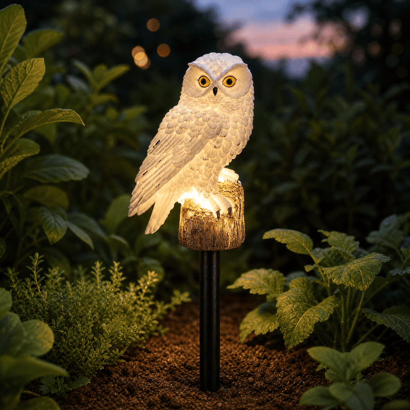 Solar Owl Garden Stake Light with Warm Ambient Glow