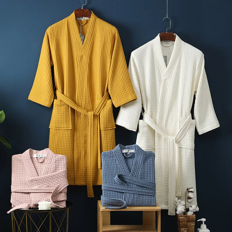 Men's and Women's Cotton Waffle Bathrobe for Everyday Comfort