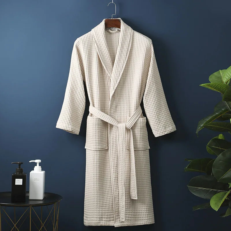 Men's and Women's Cotton Waffle Bathrobe for Everyday Comfort