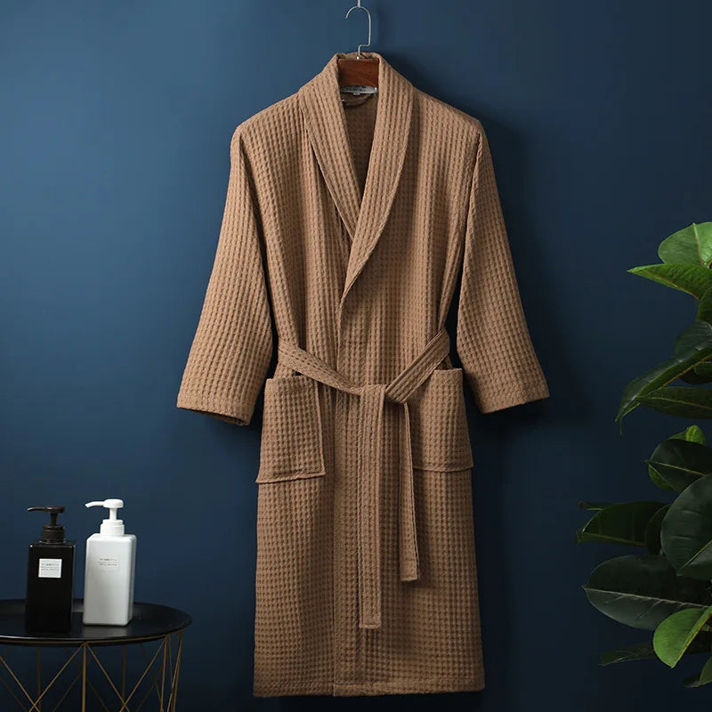 Men's and Women's Cotton Waffle Bathrobe for Everyday Comfort