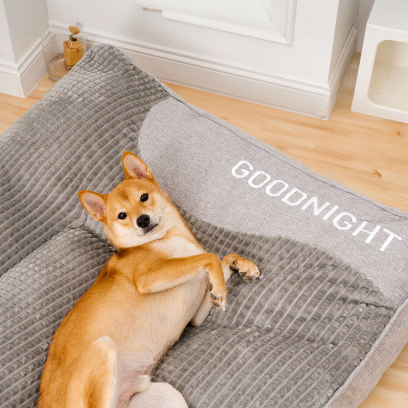 Orthopaedic Dog Cushion Large – Luxury Memory Foam Dog Bed with Headrest