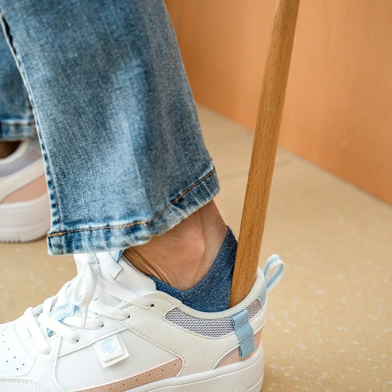Minimalist Wooden Shoe Horn with Wall Mount