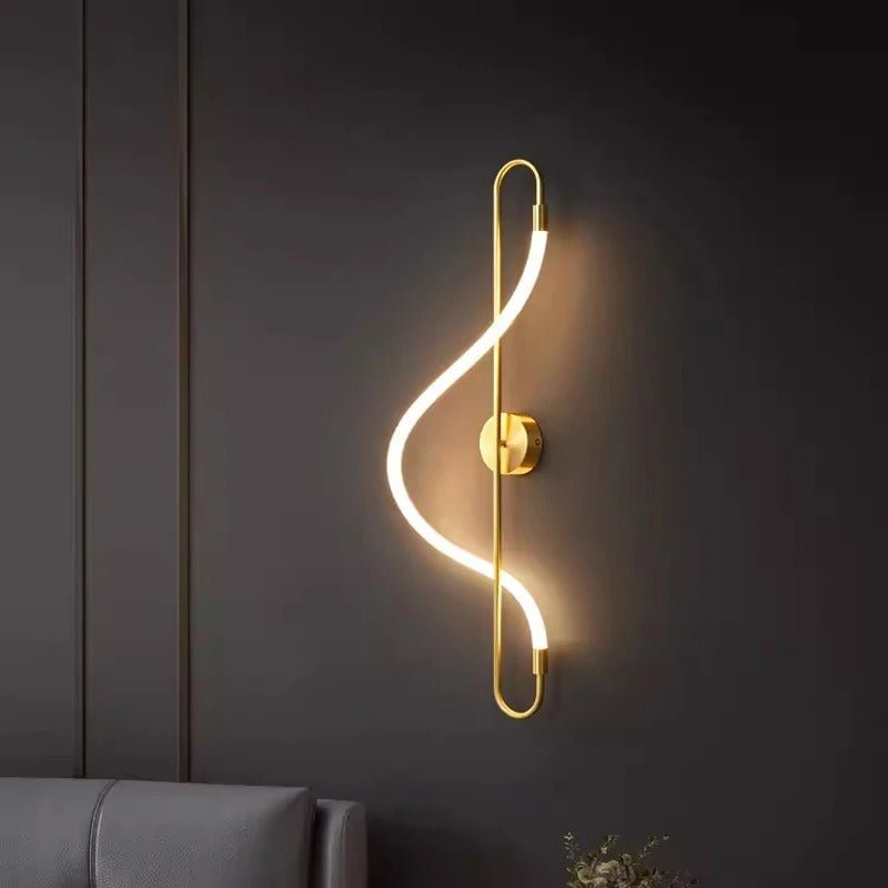 Wall Light with Curved LED Strip and Slender Metal Frame