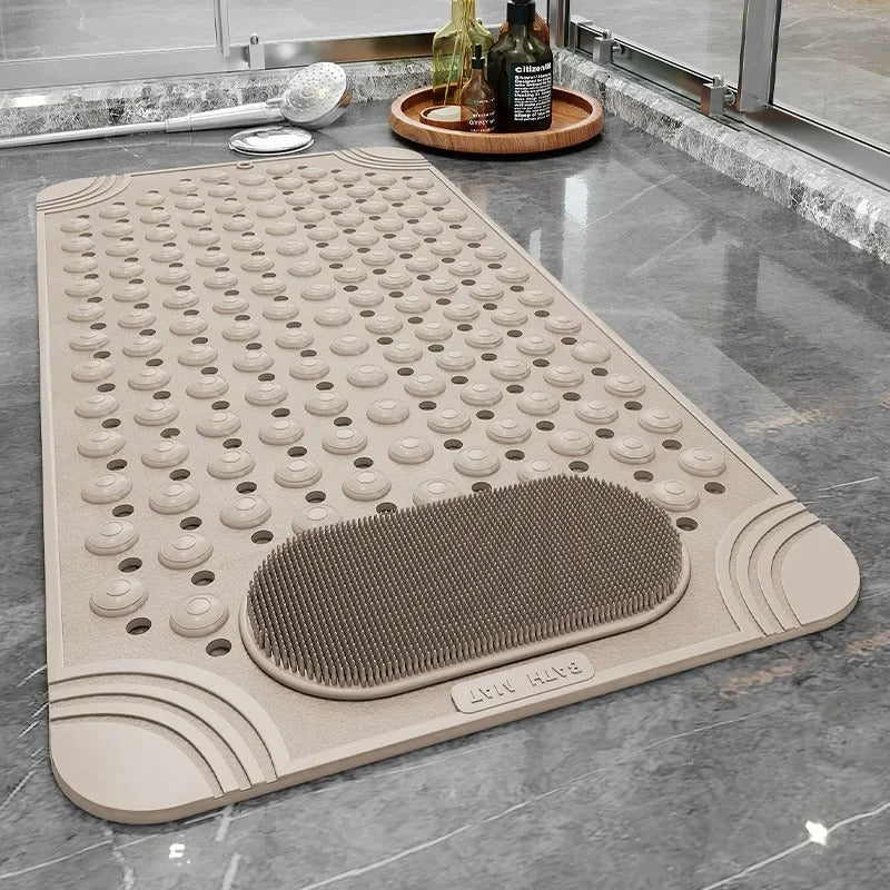 Non-Slip Bath & Shower Mat with Suction Cups & Foot Scrubber