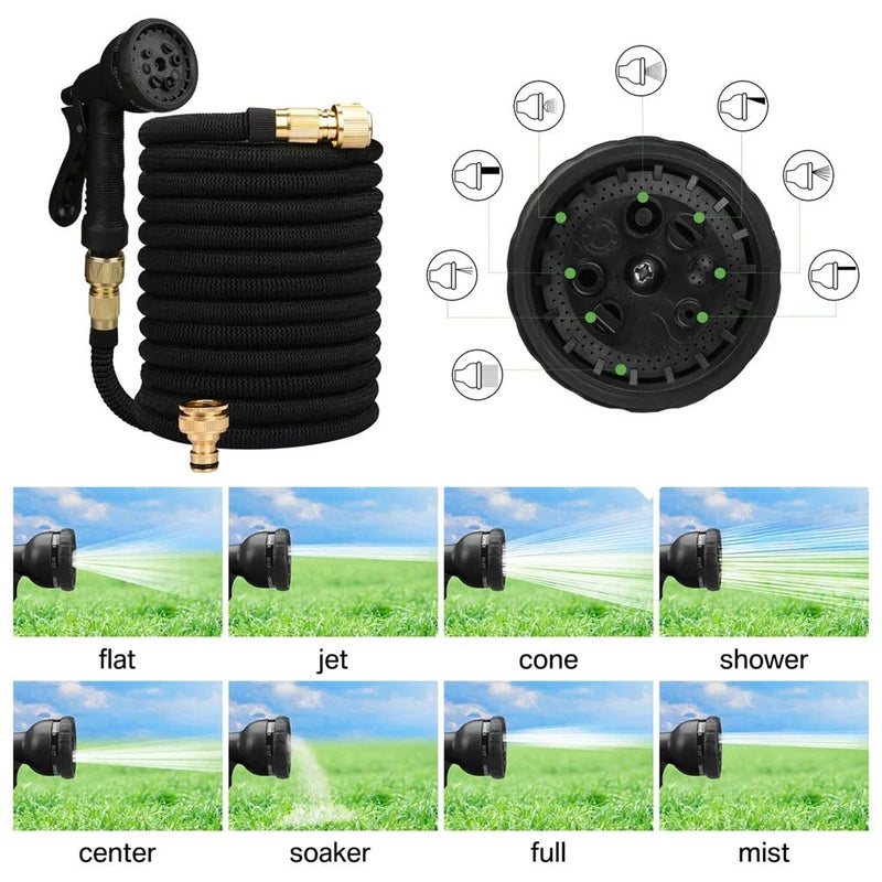 Expandable Garden Hose with Spray Gun - Flexible and Kink-Free