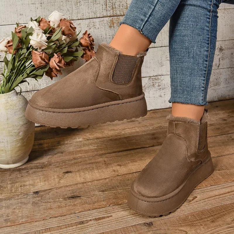 Ladies' Ankle Boots with Warm Lining – Comfortable Winter Boots with Non-Slip Sole