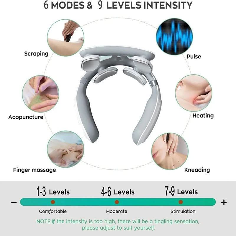 Smart TENS Neck Massager with Heat and Vibration for Everyday Relaxation