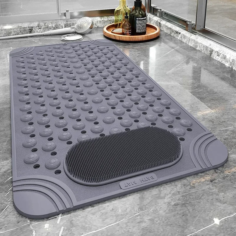 Non-Slip Bath & Shower Mat with Suction Cups & Foot Scrubber