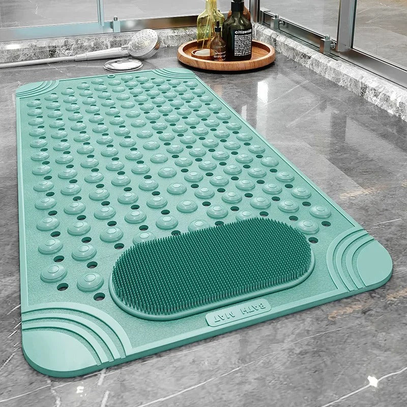 Non-Slip Bath & Shower Mat with Suction Cups & Foot Scrubber