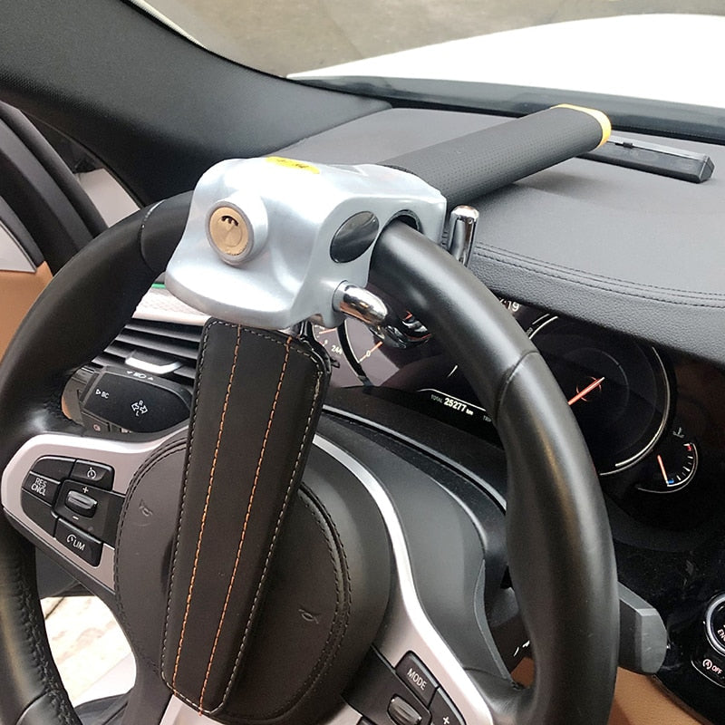 Three-Direction Steering Wheel Lock with Reinforced Anti-Theft Design