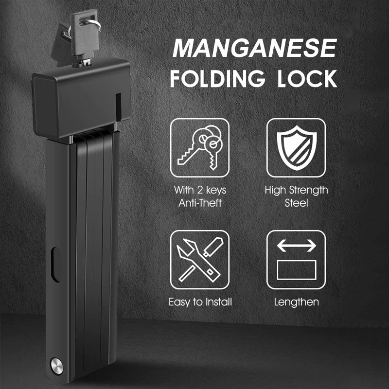 Foldable Bicycle Security Lock with Frame Mount & Keyed Locking System