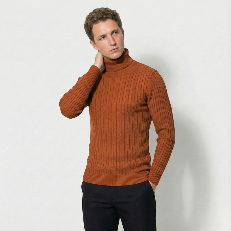 Cable Knit Roll Neck Jumper for Men – Warm Comfort and Timeless Elegance