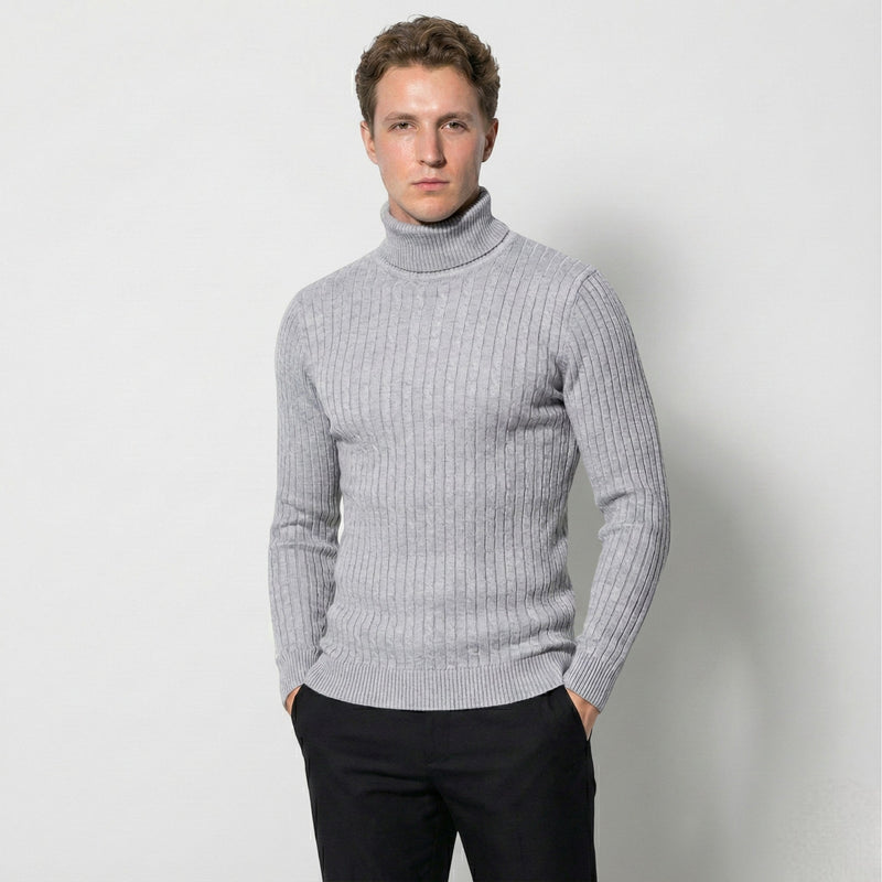 Cable Knit Roll Neck Jumper for Men – Warm Comfort and Timeless Elegance
