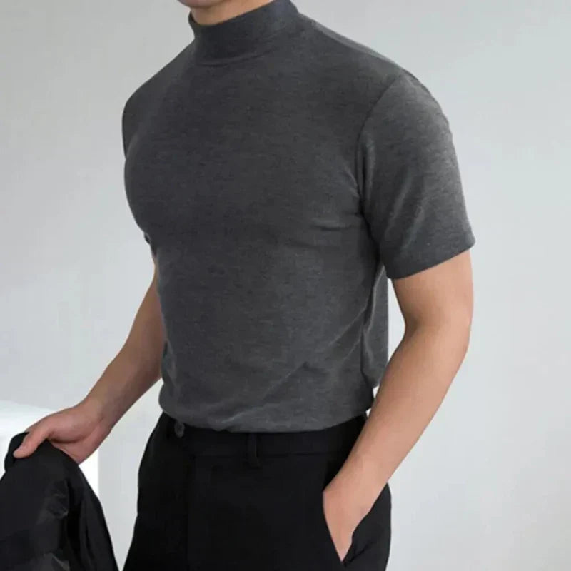 Men's High Neck T-Shirt with Modern Fitted Cut