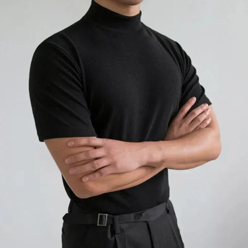 Men's High Neck T-Shirt with Modern Fitted Cut