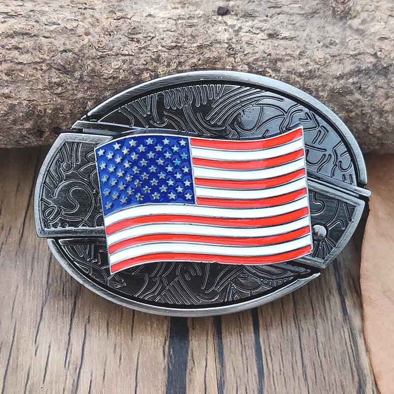 Western Oval Belt Buckle with Decorative Motif