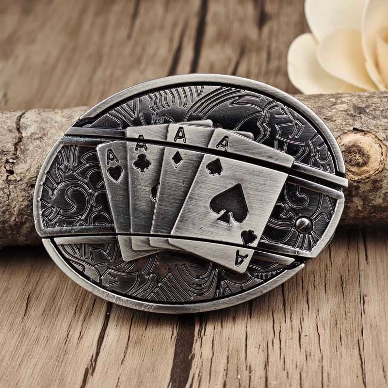 Western Oval Belt Buckle with Decorative Motif