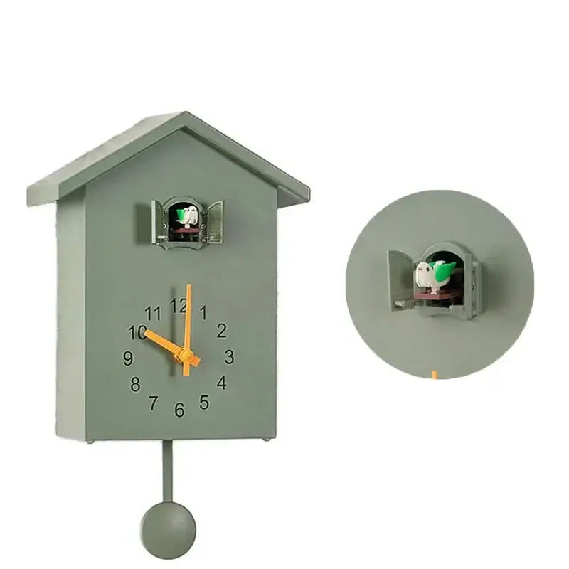 House-Shaped Cuckoo Wall Clock with Pendulum and Night Mode