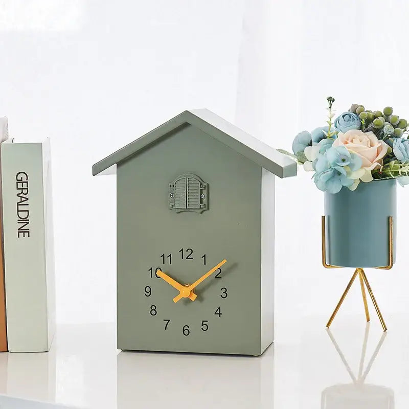 House-Shaped Cuckoo Wall Clock with Pendulum and Night Mode