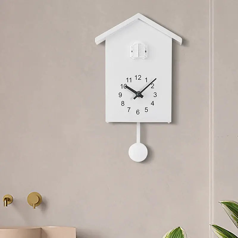 House-Shaped Cuckoo Wall Clock with Pendulum and Night Mode