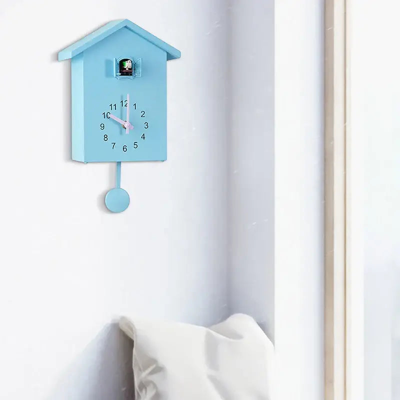 House-Shaped Cuckoo Wall Clock with Pendulum and Night Mode