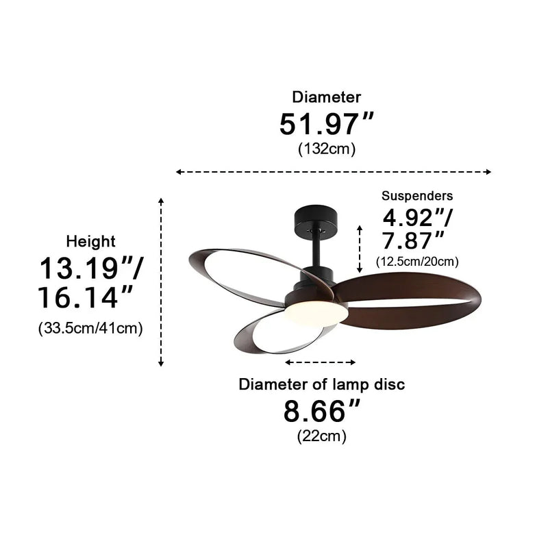 Ventilateur de plafond moderne – Pales en bois, éclairage LED dimmable pour salon ou chambre