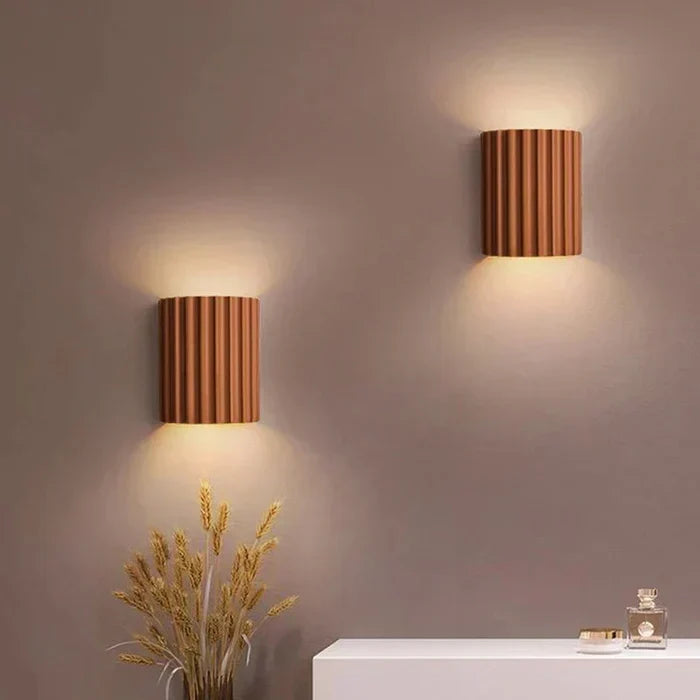 Ribbed Resin Wall Light with Warm Up & Down Illumination