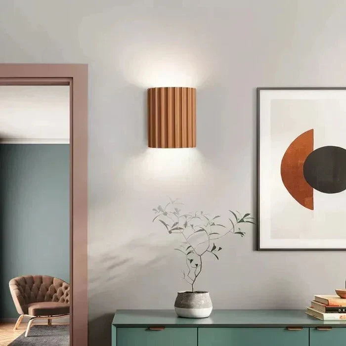 Ribbed Resin Wall Light with Warm Up & Down Illumination