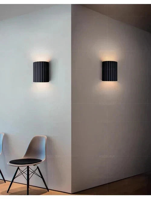 Ribbed Resin Wall Light with Warm Up & Down Illumination