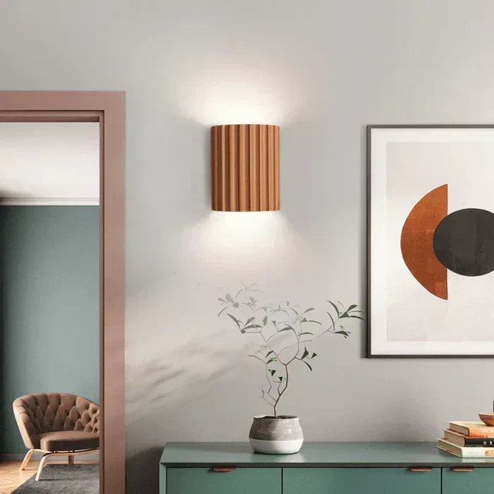 Ribbed Resin Wall Light with Warm Up & Down Illumination
