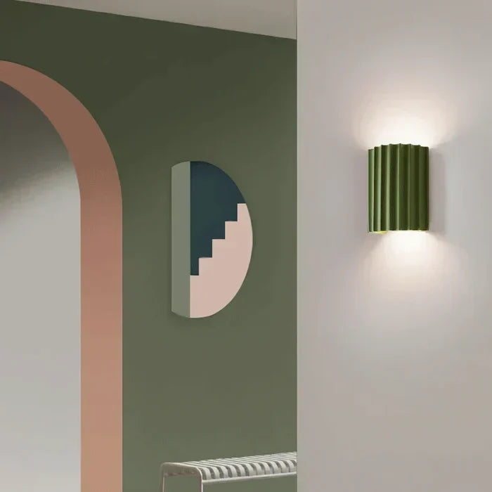 Ribbed Resin Wall Light with Warm Up & Down Illumination
