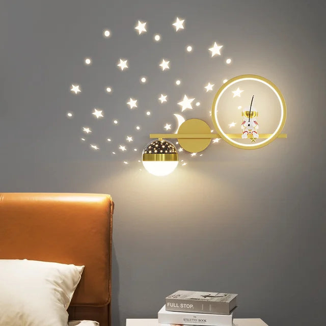Children’s Celestial LED Wall Light with Star & Moon Projection