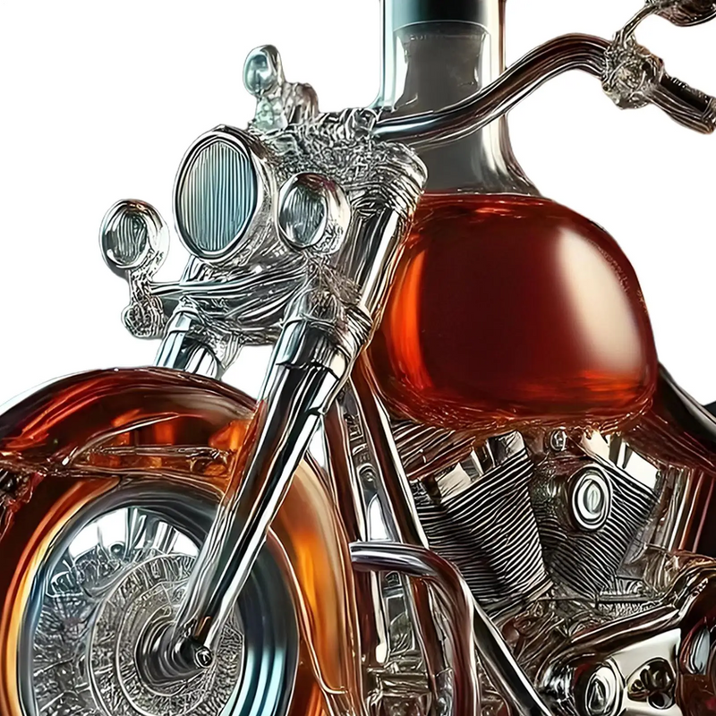 Motorcycle-Shaped Glass Decanter with Detailed Cruiser Design