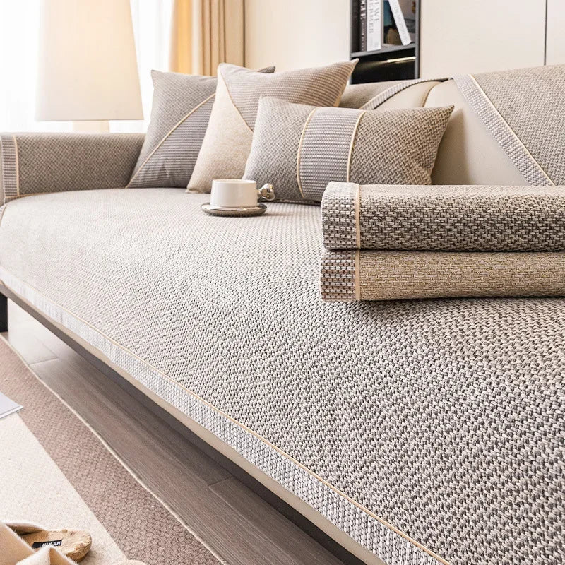 Non-Slip Sofa Throw with Quilted Woven Texture