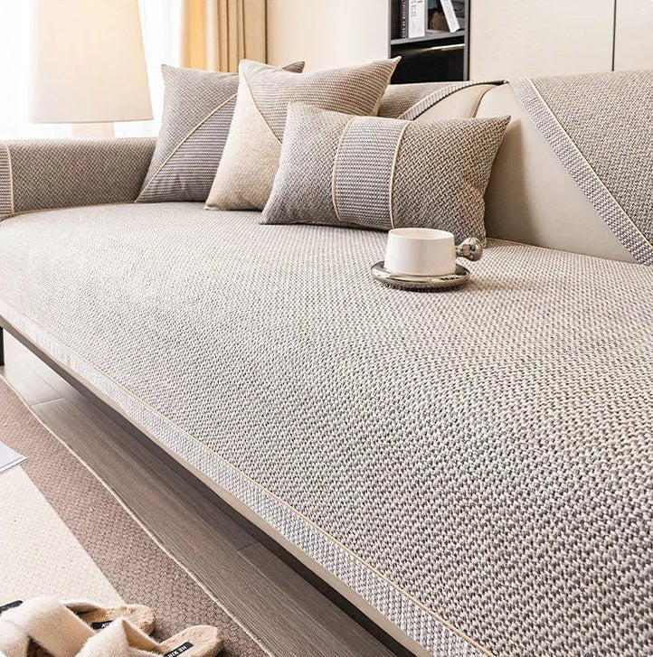 Non-Slip Sofa Throw with Quilted Woven Texture