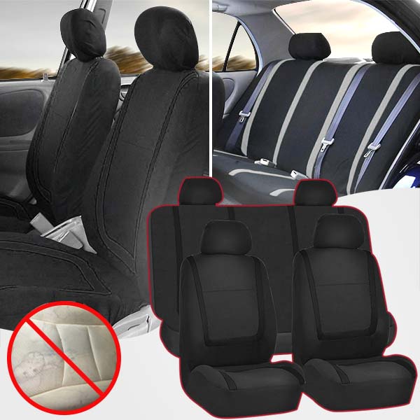 Car Seat Cover Set with Washable Polyester Seat and Headrest Covers