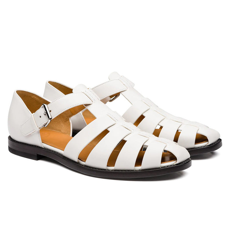 Men's Summer Sandals with Closed Toe and Adjustable Buckle