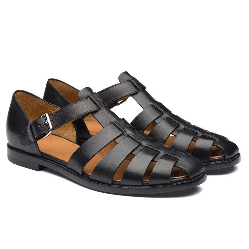 Men's Summer Sandals with Closed Toe and Adjustable Buckle