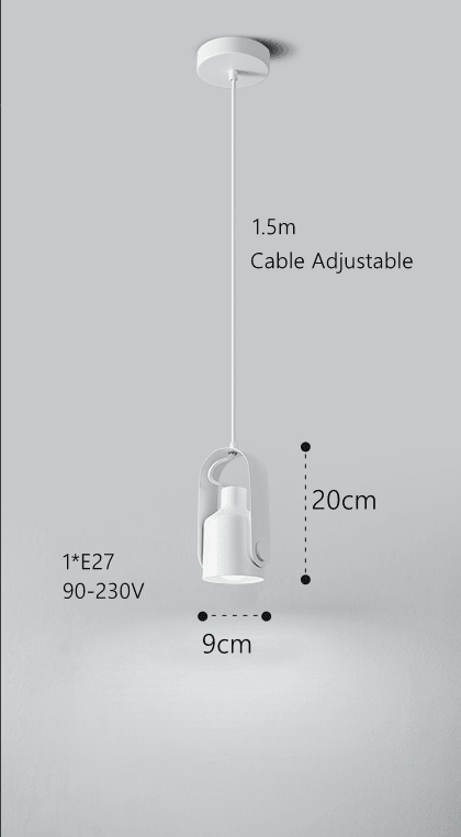 Scandinavian Pendant Lamp with Wooden Bracket and Adjustable Spotlight