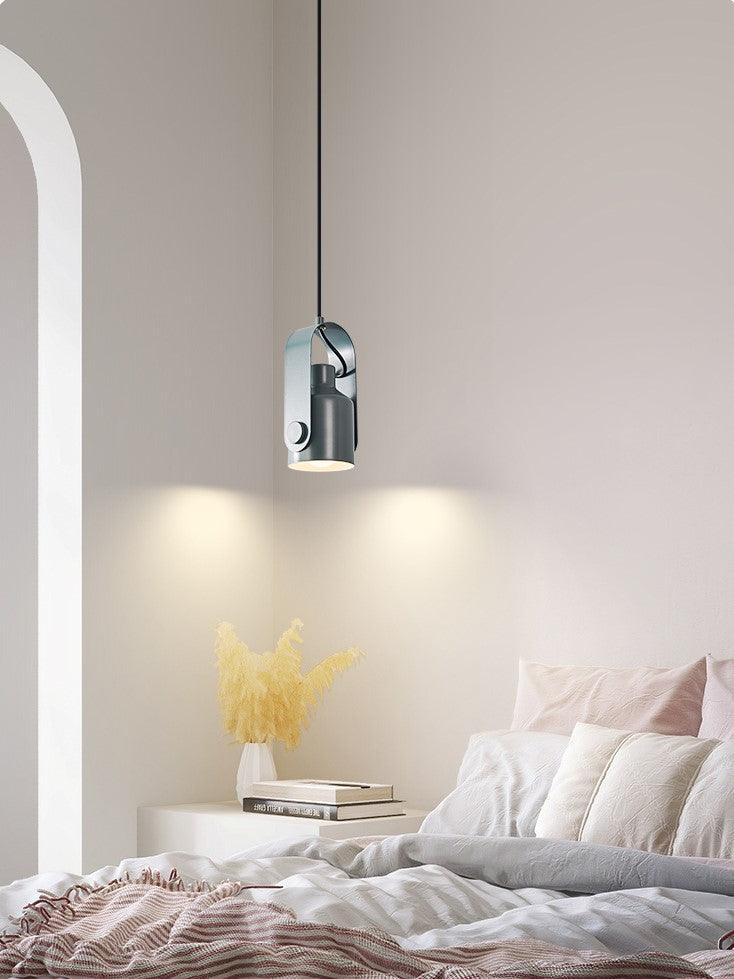 Scandinavian Pendant Lamp with Wooden Bracket and Adjustable Spotlight