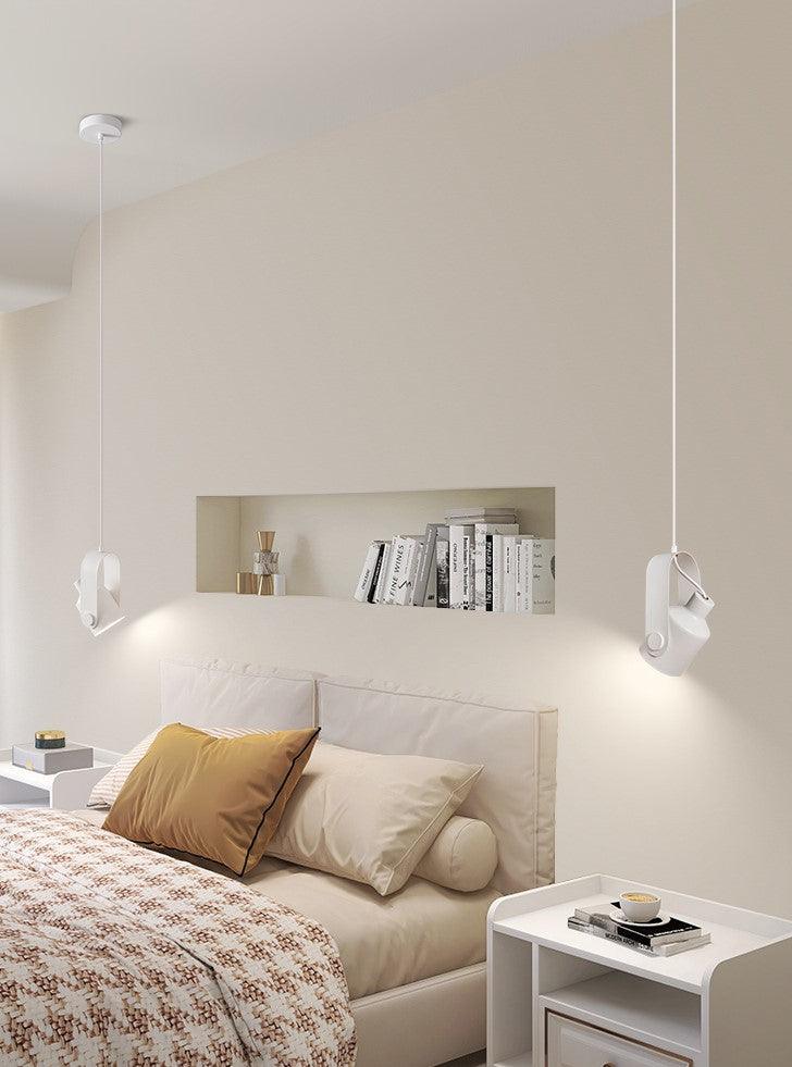 Scandinavian Pendant Lamp with Wooden Bracket and Adjustable Spotlight